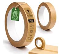 volila Brown Paper Tape - 2 Pack Recyclable Kraft Tape, 24mm x 50m Eco Tape for Presents, Packaging, Moving Boxes & Framing, Strong Adhesive Plastic Free Tape
