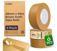 volila Brown Paper Tape - 3 Pack Recyclable Kraft Tape, 48mm x 50m Eco Tape for Presents, Packaging, Moving Boxes & Framing, Strong Adhesive Plastic Free Tape