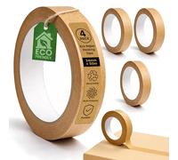 volila Brown Paper Tape - 4 Pack Recyclable Kraft Tape, 24mm x 50m Eco Tape for Presents, Packaging, Moving Boxes & Framing, Strong Adhesive Plastic Free Tape