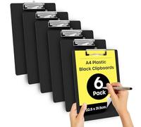 volila Clipboard A4-6 Pack Black Portable Clipboards to Organize and Protect Documents from Damage - Lightweight Clip Boards A4 with Secure Holder for Office, School, Hospital and Construction Sites