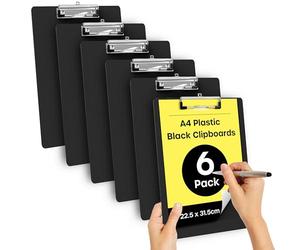 volila Clipboard A4-6 Pack Black Portable Clipboards to Organize and Protect Documents from Damage - Lightweight Clip Boards A4 with Secure Holder for Office, School, Hospital and Construction Sites