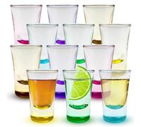 Volila Coloured 25ml - 12 Pack Heavy Base Classic Shot Glasses - Set for Alcohol Shots, Vodka, Expresso, Tequila & Desserts - Durable and Reusable for Home, Bars & Party