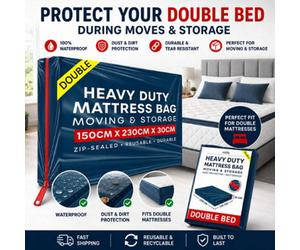 volila Double Mattress Bag With Zipper - Waterproof Mattress Cover For Moving, Protective Storage Bag, Storage Cover, Moving House