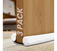 volila Double Sided Draught Excluder for Doors - 3 Pack with Foam Seal - Reduces Bills, Blocks Noise, Light and Pest (White)
