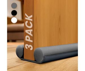 Volila Double Sided Draught Excluder for Doors - 3 Pack with Foam Seal - Reduces Bills, Blocks Noise, Light and Pest (Grey)