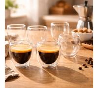 volila Double Wall Insulated Glasses Coffee Glass Mug Tea Cup 80ml - Pack of 6 in Clear volila Clear