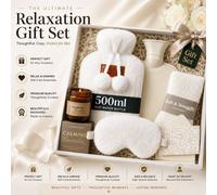 volila Easter Gift Set with 500ml Hot Water Bottle, Fluffy Socks, Lavender Candle & Eye Mask in White volila White
