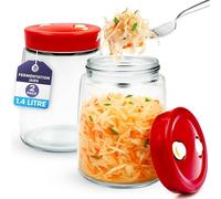 volila Fermentation Jars 1.4 Litre 2 Pack Fermenting Jar with Airlock 1 Way Air Release Vent, Ideal for Kimchi Jar, Sourdough Jar, and Sauerkraut Fermentation Jars