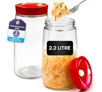 volila Fermentation Jars 2.2 Litre 2 Pack Fermenting Jar with Airlock 1 Way Air Release Vent, Ideal for Kimchi Jar, Sourdough Jar, and Sauerkraut Fermentation Jars