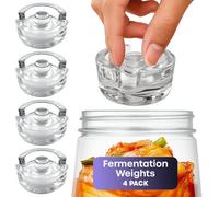 volila Glass Fermentation Weights - 4 Heavy-Duty Wide Mouth Fermenting Weights With Easy-Grip Handle For Sauerkraut, Pickles & Kimchi