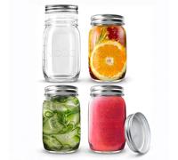 volila Glass Mason Jars 490ml Leakproof with Lids for Canning, Salads & Oats in Clear | Size: 12 Pack volila Clear 12 Pack
