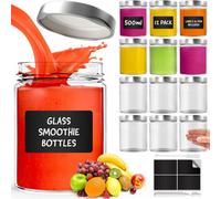 volila Glass Mason Jars With Lids 500Ml - 12 Pack Leakproof Glass Bottles For Smoothies, Juices, Sauces, Food Storage & Beverages