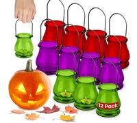 volila Halloween Hanging Tealight Holders - 12 Pack Spooky Glass Candle Holders for Indoor and Outdoor Haunted Décor - Perfect for Eerie Lighting, Creepy Hanging Decorations and Pumpkins