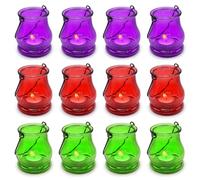 volila Hanging Tealight Holders - 12 Pack Coloured Candle Holders Glass Perfect for Indoor and Outdoor Ambiance - Aesthetic Glass Tea Light Candle Holders for Stylish Hanging Decorations