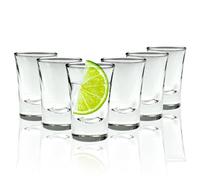 Volila Heavy Base Shot Glasses - 25ml (6 Pack) Clear Shot Glasses Set for Alcohol, Vodka, Expresso, Tequila & Desserts - Durable and Reusable for Home, Bars & Party