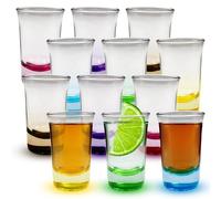 Volila Heavy Base Shot Glasses - 50ml (12 Pack) Coloured Set for Alcohol, Vodka, Expresso, Tequila & Desserts - Durable & Reusable for Home, Bars & Party