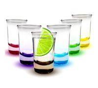 Volila Heavy Base Shot Glasses - 50ml (6 Pack) Coloured Set for Alcohol, Vodka, Expresso, Tequila & Desserts - Durable & Reusable for Home, Bars & Party