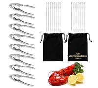 volila Lobster Crackers - 8 Pack Crab Crackers with 16 Pcs Picks for Easy Meat Removal - Heavy Duty Multipurpose Lobster Crackers and Picks for Crab, Lobster, Walnut, Pecan and Assorted Nuts