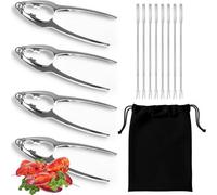 volila Lobster Crackers Set 4 Heavy Duty Crab Crackers & 8 Picks For Easy Meat Removal From Lobster, Crab, Nuts & Seafood - Multipurpose