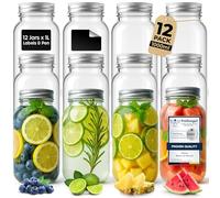 volila Mason Jars With Lids - 1 Litre Leakproof Glass Jars with Lids. Labels, Pen and Sponge - 12 Pack Large Mason Jar as Preserving Jars, Salad Jars, Overnight Oats Jar, and Pickling Jars