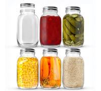 volila Mason Jars With Lids 1000ml for Preserving, Salad, & Pickling in Clear | Size: 6 Pack volila Clear 6 Pack