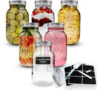 volila Mason Jars With Lids 1L Leakproof Glass Jars (6 Pack) For Preserving, Overnight Oats, Pickling, And Meal Prep