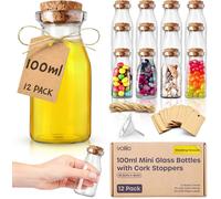 volila Mini Glass Jars 100ml with Cork Lids - Wedding Party Favors in Clear | Size: 24 Pack volila Clear 24 Pack