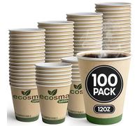 volila Paper Coffee Cups 100 Pack, 12 Oz Recyclable Cups, Disposable Coffee and Tea Paper Cups, Compostable Cups for Hot Chocolate and Cappuccino, Perfect for Office and Cafe