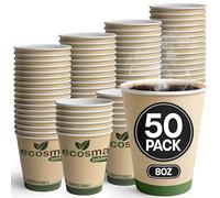 volila Paper Coffee Cups 50 Pack, 8 Oz Recyclable, Compostable Cups for Hot Chocolate and Cappuccino, Perfect for Office and Cafe