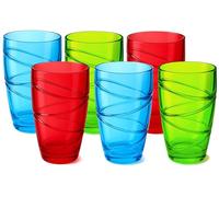 volila Plastic Glasses - 550ml/19oz (6 Pack) Acrylic Coloured Plastic Drinking Glasses with Swirl Design - Plastic Glasses Reusable and Shatterproof for Daily Use, Parties and Picnic