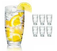 volila Plastic Glasses - 550ml Acrylic Drinking Glasses with Swirl Design in Clear | Size: 6 Pack volila Clear 6 Pack