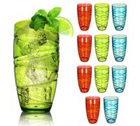 volila Plastic Glasses - 550ml Acrylic Drinking Glasses with Swirl Design | Size: 6 Pack volila Multicolor 6 Pack