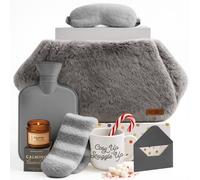 volila Women's Dulux Christmas Gift Set - Hot Water Bottle Belt, Mug, Lavender Candle, Fuzzy Socks, Sleeping Mask, Colouring Book & Colours in Grey volila Grey