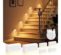 VOLISON 6 Pack Motion Sensor Night Light Stick on Wall, 1200mAh Rechargeable LED Stair Lights, Sensor Lights for Hallway, Bedroom, Closet, Bathroom, Toilet (White)