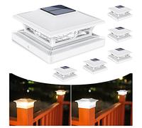 VOLISUN 4x4 6x6 Solar Post Cap Lights,Outdoor Fence Post Cap Lights,2 Modes Bright Vinyl Fence Post Solar Lights White/Black Solar Powered Deck Post Lights for Dock 6Pack Waterproof,Wooden/Vinyl Posts