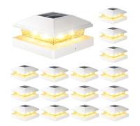 VOLISUN 4x4 Solar Fence - Post Lights 16pack, Post Cap Light Outdoor Waterproof, Whtie Deck Cap Light Solar Powered with Warm White,for 4x4 Wooden/4x4 or 5x5 Vinyl