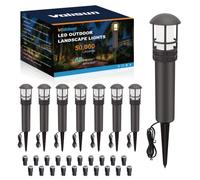 VOLISUN 8pack 3W LED Landscape Light, 18W Eqv, 12V Low Voltage, Waterproof, Aluminum Housing with Ground Stake, ETL Listed Outdoor Pathway Garden Yard Patio Lamp, 5000K Daylight