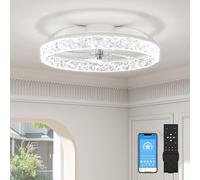 VOLISUN Ceiling Fans with Lights and Remote, 50cm Modern Smart LED Ceiling Fan Light, 6 Speeds and 3000K-6500K Dimmable Quiet Fan Ceiling Lights for Bedroom Living Room Dining Room (White)