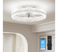 VOLISUN Ceiling Fans with Lights and Remote, 60cm Modern Smart LED Ceiling Fan Light, 6 Speeds and 3000K-6500K Dimmable Quiet Fan Ceiling Lights for Bedroom Living Room Dining Room (White)