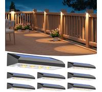 VOLISUN Deck Lights Outdoor 8-Pack - Solar Fence Lights Outdoor Waterproof Warm White LED Auto On/Off for Deck, Yard, Patio & Garden, Pathway and Railing Decor (Dusk to Dawn)