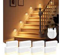 VOLISUN Motion Sensor Night Light Indoor Rechargeable 6 Pack, Stair Lights Indoor for Step, Hallway, Toilet, Magnetic Stick-On Wall Lights, 3 Modes & 3 Color Temperatures(White)