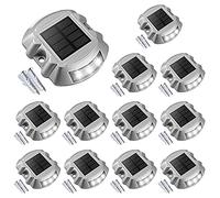 VOLISUN Solar Deck Lights Driveway Dock Lights, 12-Pack Led Wireless IP67 Waterproof Outdoor Warning Step Lights for Driveway Sidewalk Garden Pathway Yard(White)
