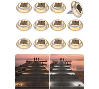 VOLISUN Solar Driveway & Deck Lights 12 Pack Waterproof Dock & Marine Ground Lights,2-in-1 Warm White & White LED,Solar Marker for Pathways,Steps,and Warning Signs
