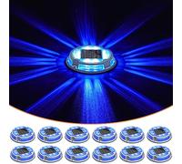 VOLISUN Solar Driveway Deck Lights Dock Marine Lights,12 Pack Solar Ground Light 2 Colors in 1 led Waterproof,Driveway Marker Light for Pathway Warning Step (White/Blue)