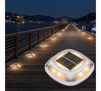 VOLISUN Solar Driveway Lights 12 Pack Waterproof Dock & Deck Marker Lights,2-in-1 Warm White & White LED,IP67 Wireless Outdoor Solar Light for Driveways,Sidewalks,Pathways,and Yards