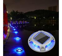 VOLISUN Solar Driveway Lights Dock Marine Lights 12 Pack,2 Colors in 1,Outdoor LED Deck Lights,Solar Powered Waterproof Driveway Marker Lights for Warning Step Wireless Sidewalk Pathway (White/Blue)