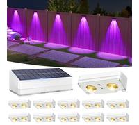 VOLISUN Solar Fence Lights Outdoor Garden,12 Pack RGB Solar Wall Lights Outdoor Waterproof, Bright Solar Powered Garden Fence Lights 9 Color Modes for Deck Patio Decking Gate Yard Decoration (White)