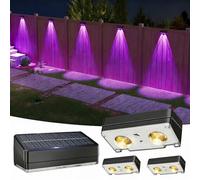 VOLISUN Solar Fence Lights Outdoor Garden,4 Pack RGB Solar Wall Lights Outdoor Waterproof, Bright Solar Powered Garden Fence Lights 10 Color Modes for Deck Patio Decking Gate Yard Decoration (Black)