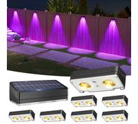 VOLISUN Solar Fence Lights Outdoor Garden,8 Pack RGB Solar Wall Lights Outdoor Waterproof, Bright Solar Powered Garden Fence Lights 9 Color Modes for Deck Patio Decking Gate Yard Decoration (Black)