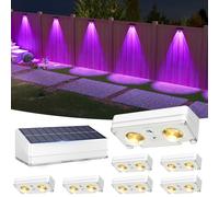 VOLISUN Solar Fence Lights Outdoor Garden,8 Pack RGB Solar Wall Lights Outdoor Waterproof, Bright Solar Powered Garden Fence Lights 9 Color Modes for Deck Patio Decking Gate Yard Decoration (White)
